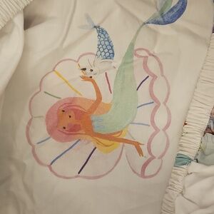 Pottery Barn Kids Mermaid Cats Print Fitted Sheet Organic Cotton Full Size